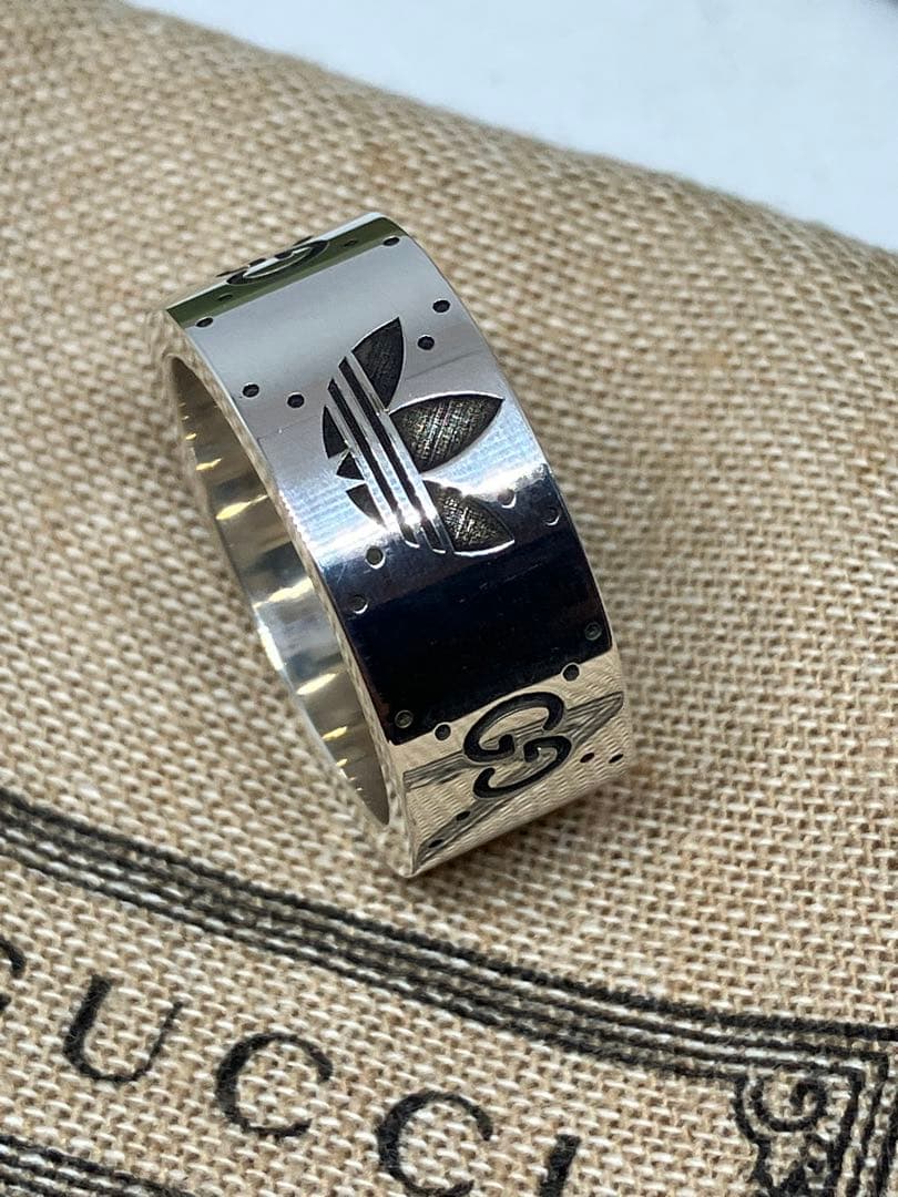 GUCCI adidas グッチ アディダス リング 銀 指輪 20号 中古