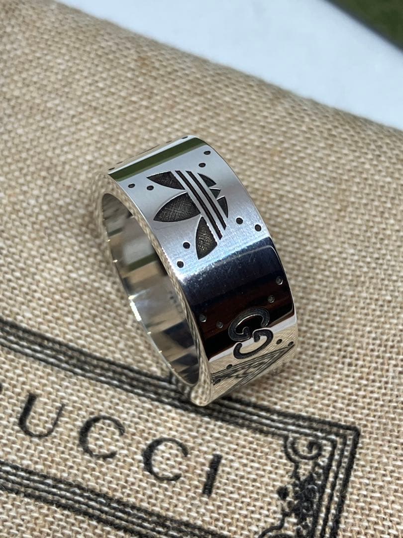 GUCCI adidas グッチ アディダス リング 銀 指輪 20号 中古