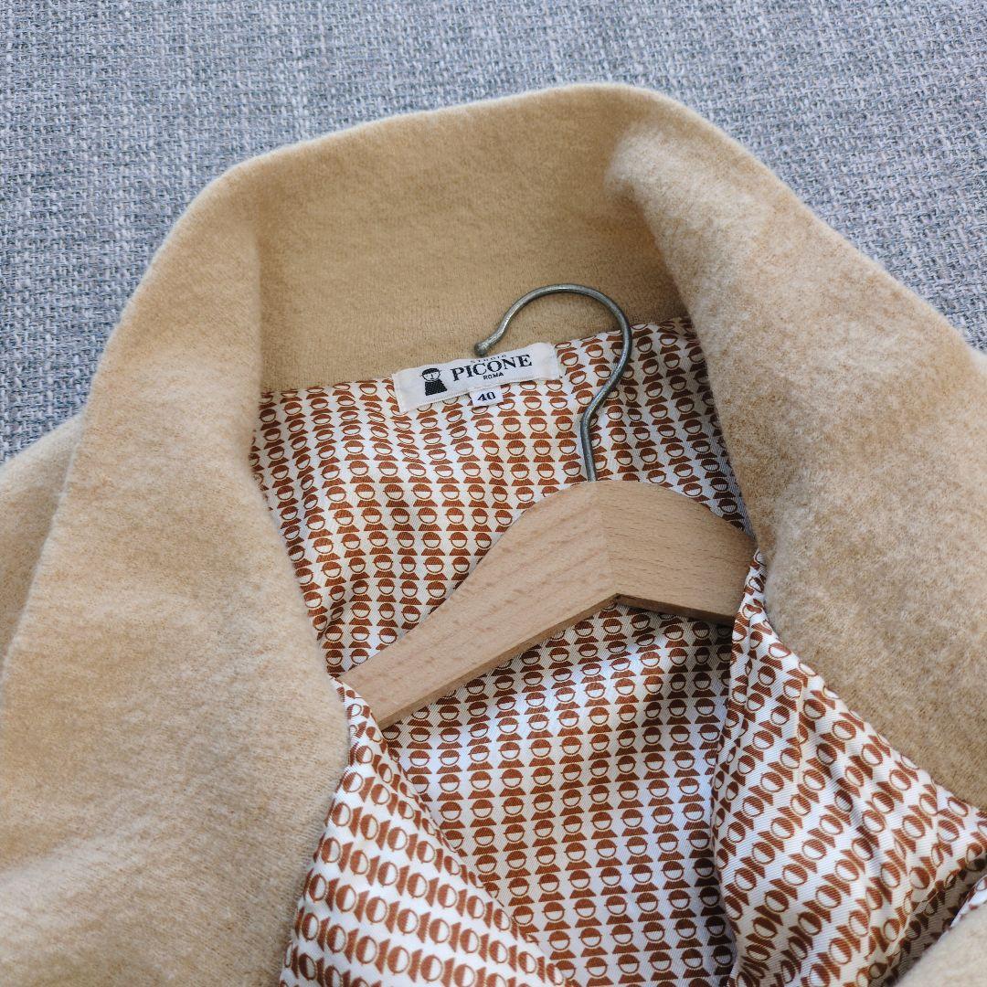 ピッコーネ　マント風　Aライン　ウールコート　軽量　バイカラー