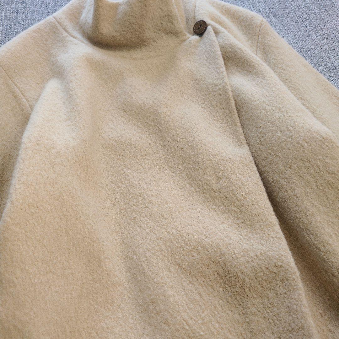 ピッコーネ　マント風　Aライン　ウールコート　軽量　バイカラー