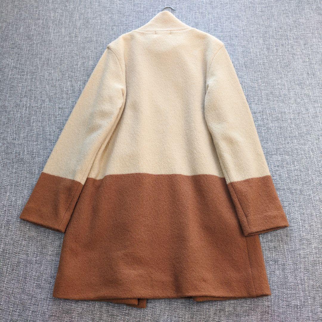 ピッコーネ　マント風　Aライン　ウールコート　軽量　バイカラー