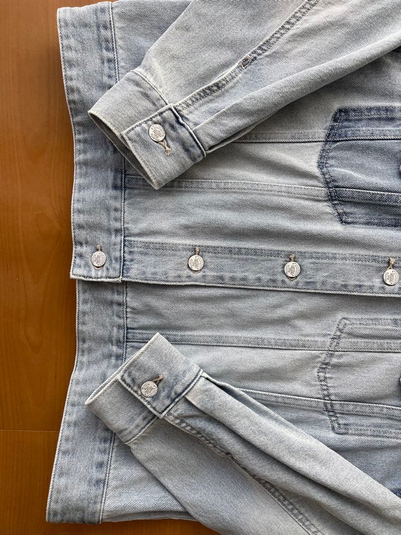 美品 ピュアルセシン デニム ノーカラー ジャケット