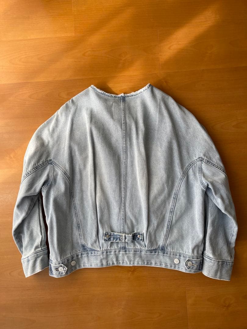 美品 ピュアルセシン デニム ノーカラー ジャケット
