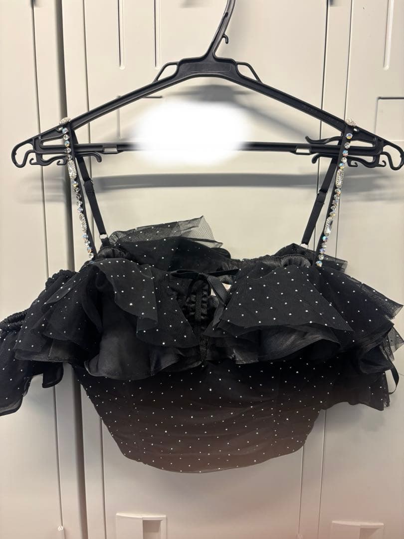 オフショルフリルチュールリボンセットアップ