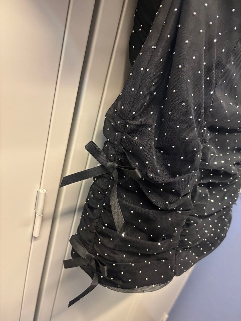 オフショルフリルチュールリボンセットアップ