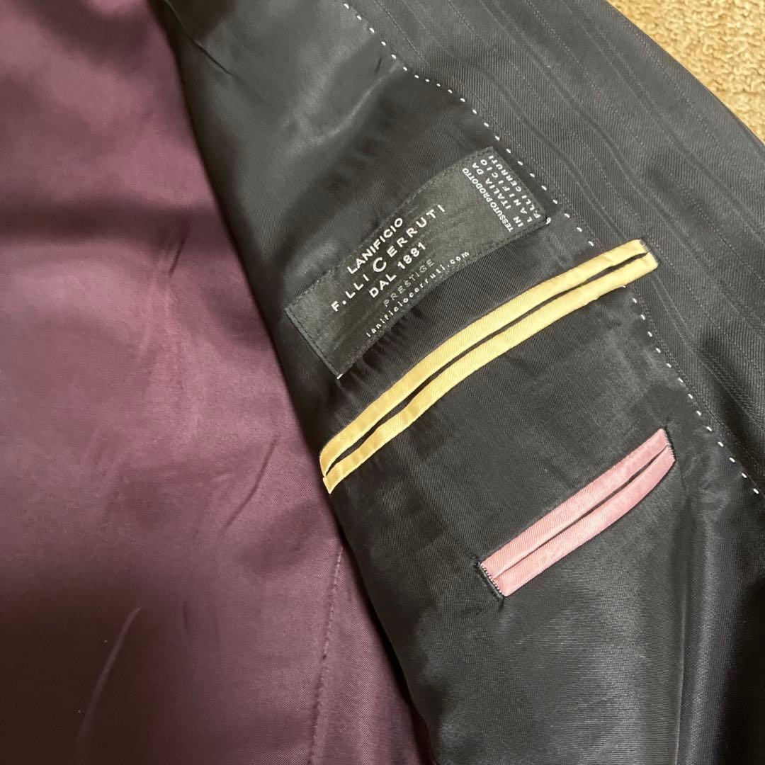 ポールスミスロンドン イタリア生地 ブラックストライプスーツ Lサイズ