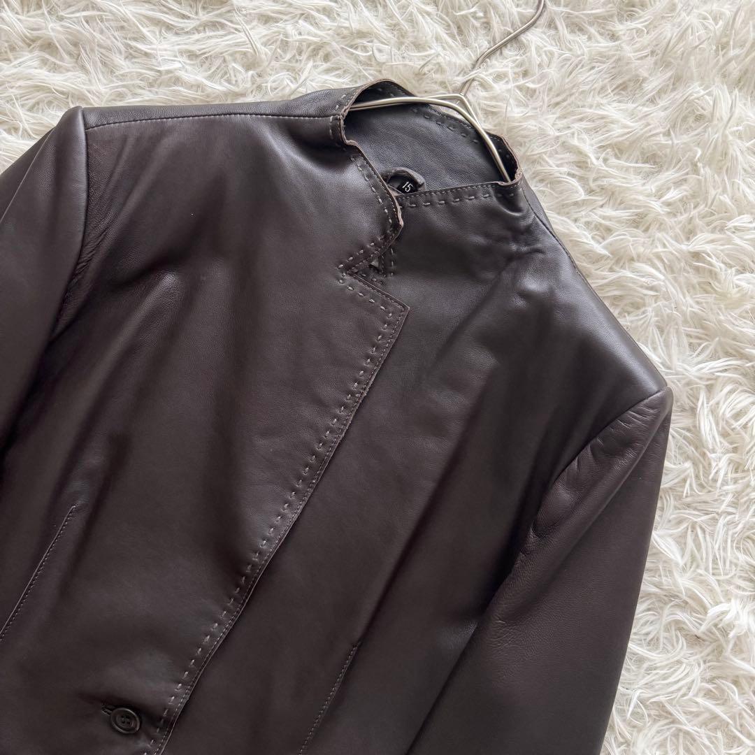 【バルマン】レザージャケット　羊革　ブラウン　茶色　15号