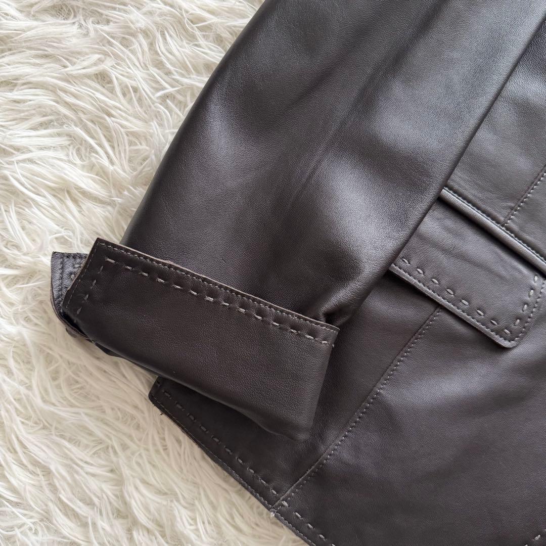 【バルマン】レザージャケット　羊革　ブラウン　茶色　15号