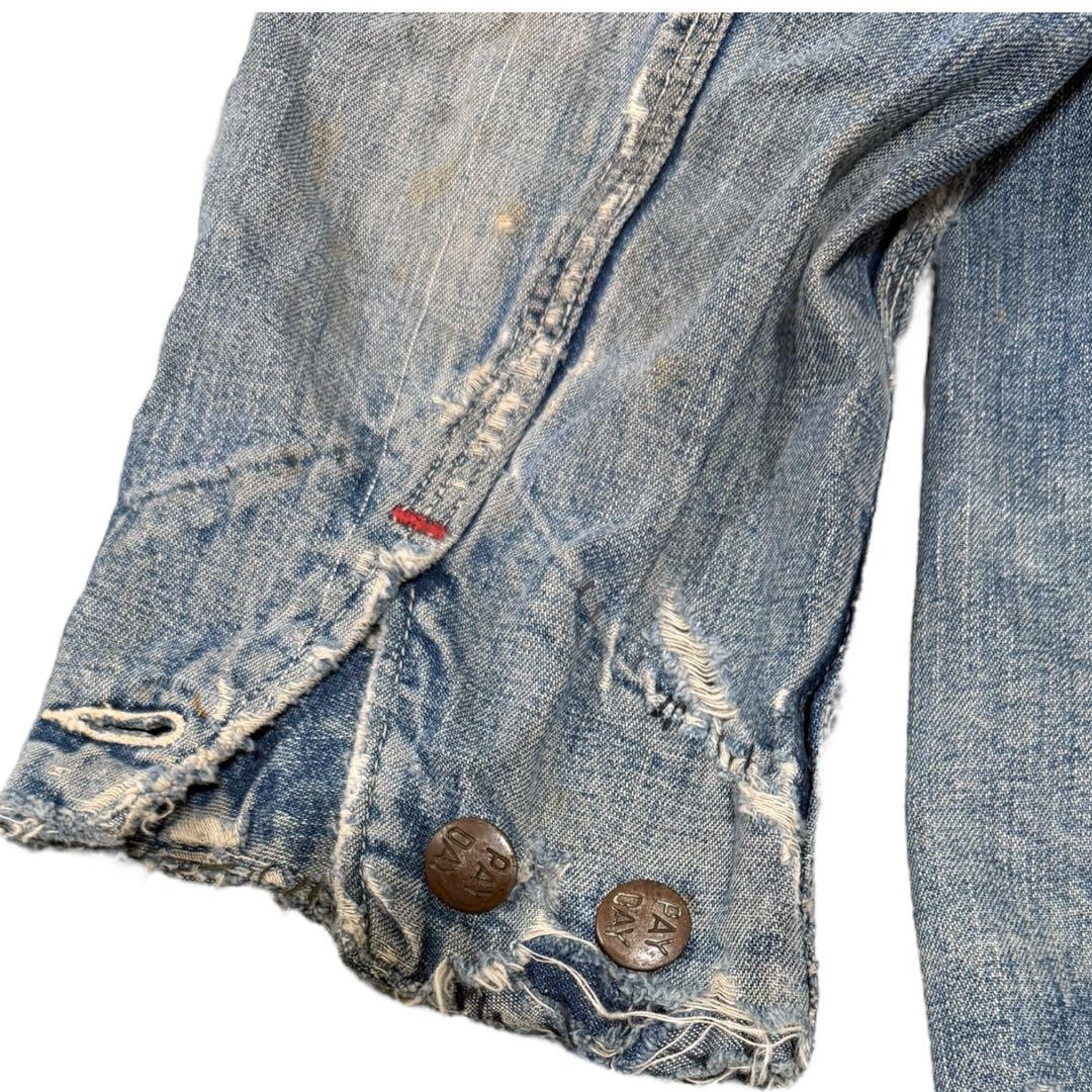 50s PAY-DAY デニムカバーオール 42 ボロ フェード