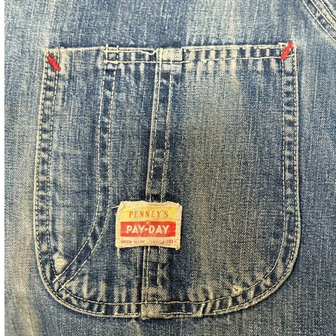 50s PAY-DAY デニムカバーオール 42 ボロ フェード