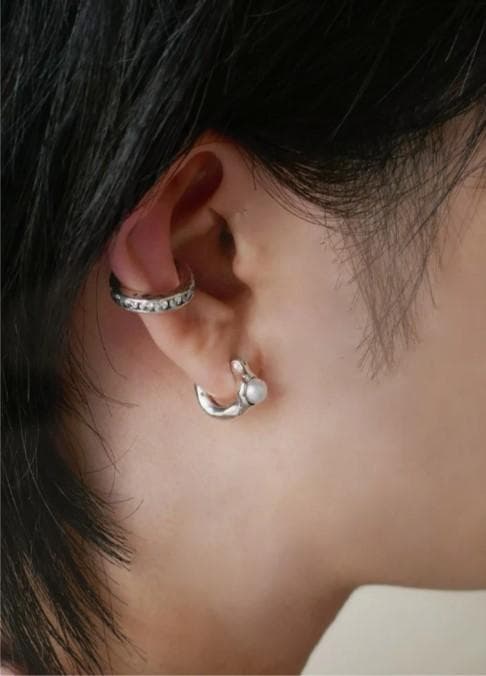 e.m.シルバーパールフープピアス*イーエム片耳用