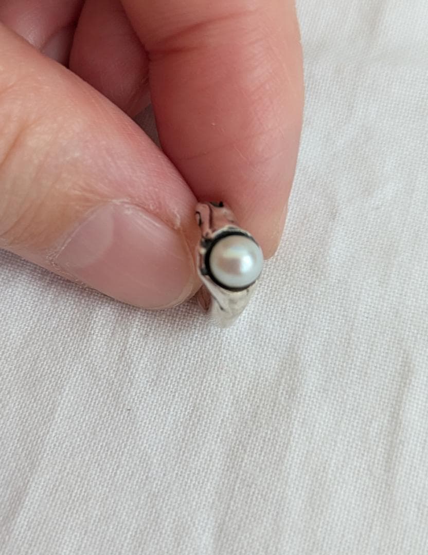 e.m.シルバーパールフープピアス*イーエム片耳用