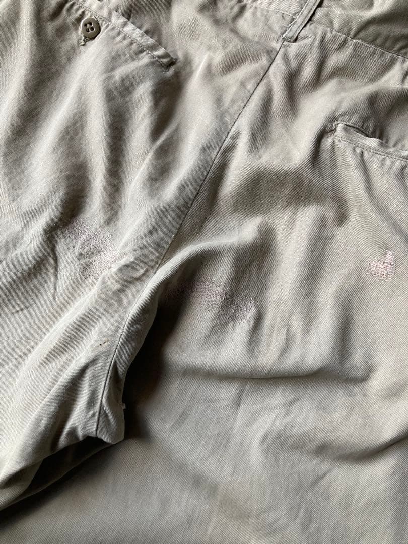 50s US ARMY チノパン 米軍 実物 30×29 アルミジップ ボロ