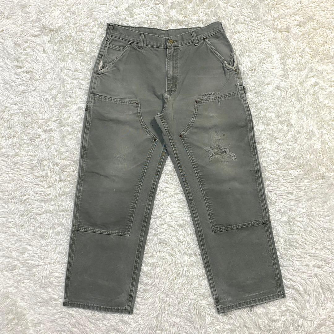 ワ*ル様 襤褸・鬼フェード　カーハート　ダブルニー　モスグリーン　B136 MO