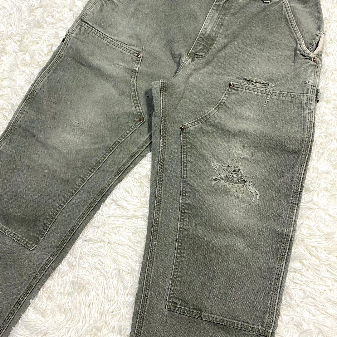ワ*ル様 襤褸・鬼フェード　カーハート　ダブルニー　モスグリーン　B136 MO