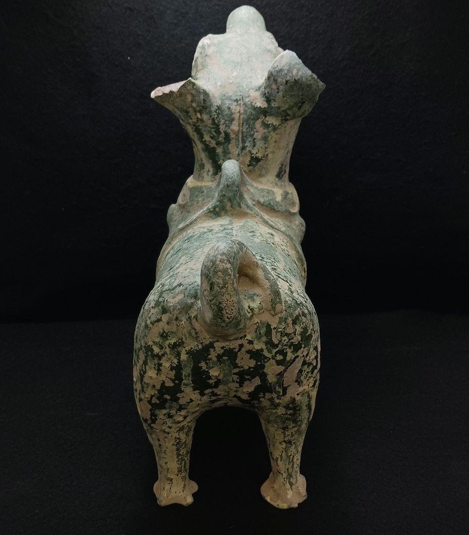 Y2952-1 中国 漢代 緑釉犬 置物 高さ34㎝