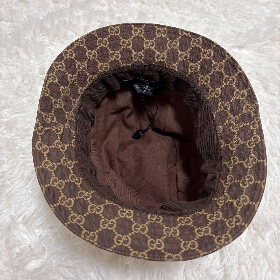 美品✨グッチ GG キャンバス バケットハット シェリーライン ハット　帽子
