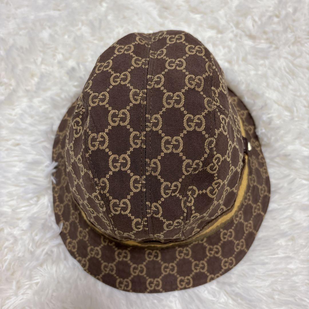 美品✨グッチ GG キャンバス バケットハット シェリーライン ハット　帽子