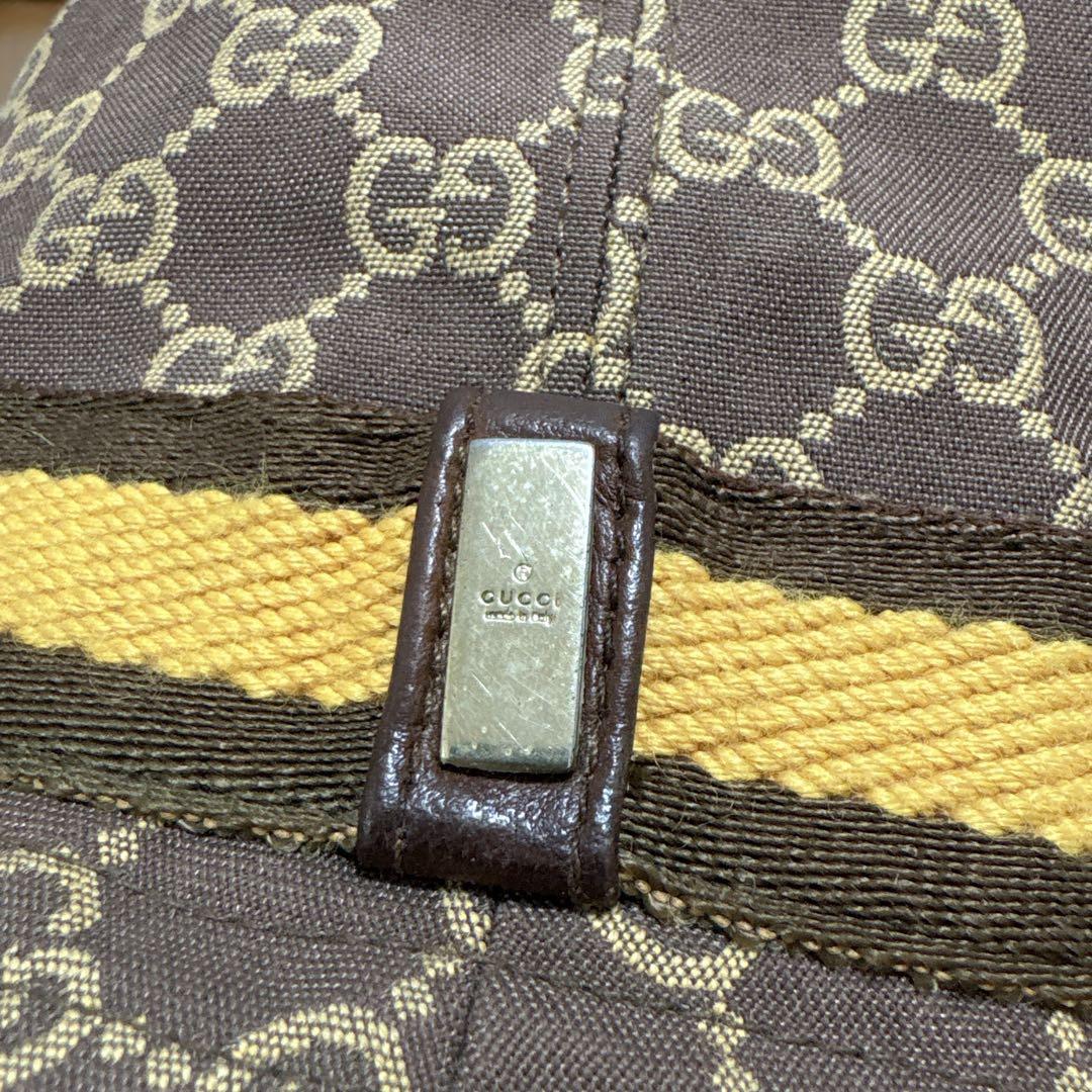 美品✨グッチ GG キャンバス バケットハット シェリーライン ハット　帽子