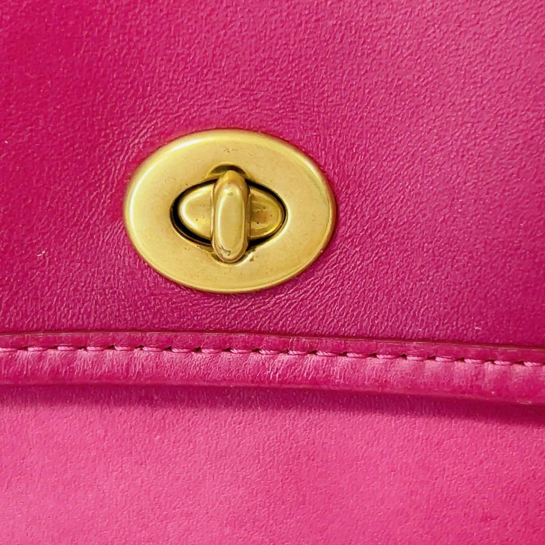 百貨店限定✨希少色 美品 コーチ ショルダーバッグ バイオレットピンク 逆台形型