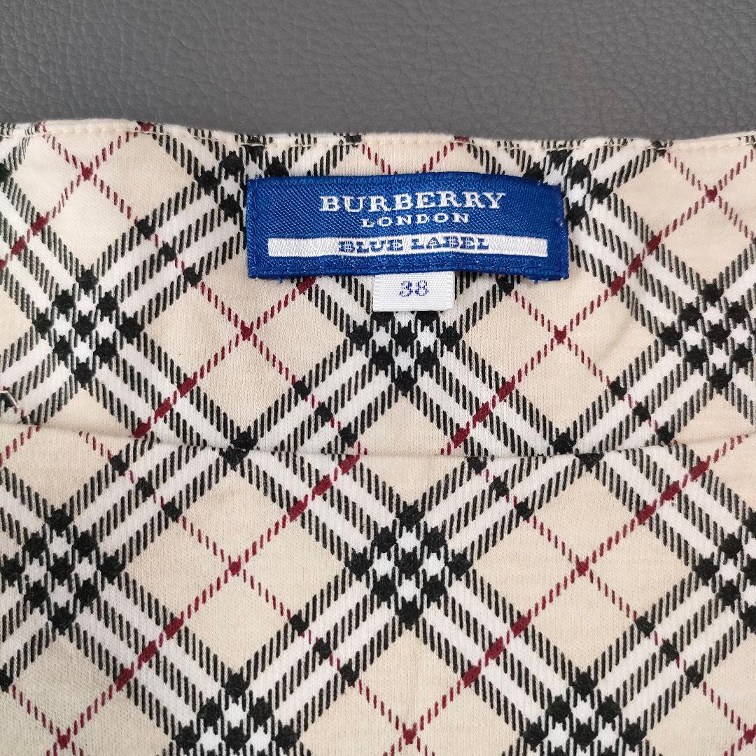 【美品】バーバリーブルーレーベルコットンカットソー　ノバチェック　ホースロゴ刺繍