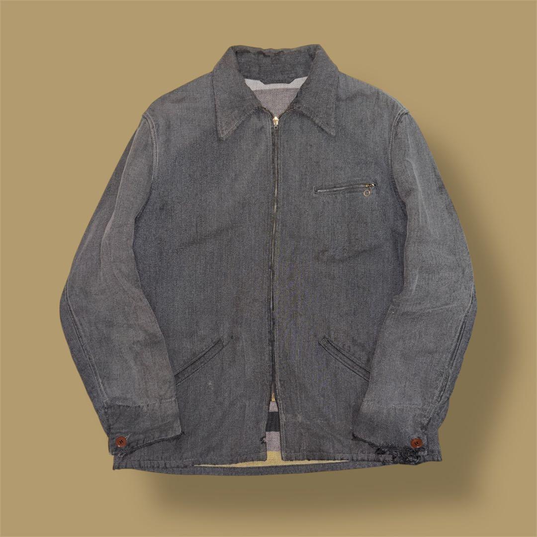 50s ブラックシャンブレー スポーツ ジャケット ブランケット 60s