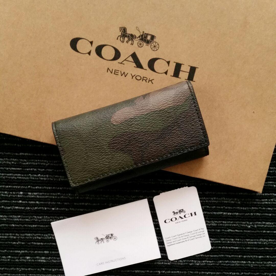 COACH キーケース F11981 新品 ♡最新作♡ マホガニー 迷彩 メンズ