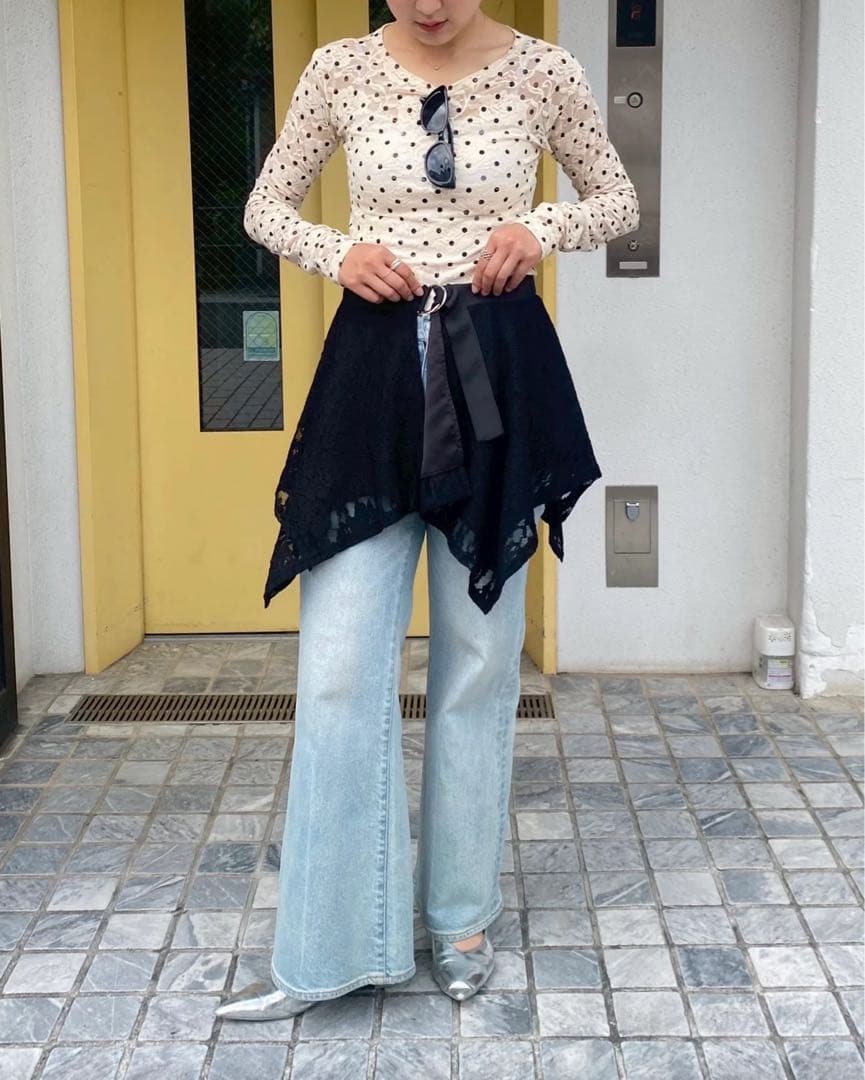 最終値下げ新品poppy レースドレープラップスカート BLACK黒あさぎーにょ