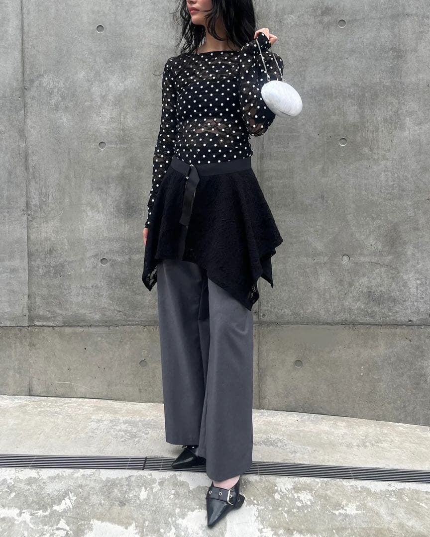 最終値下げ新品poppy レースドレープラップスカート BLACK黒あさぎーにょ