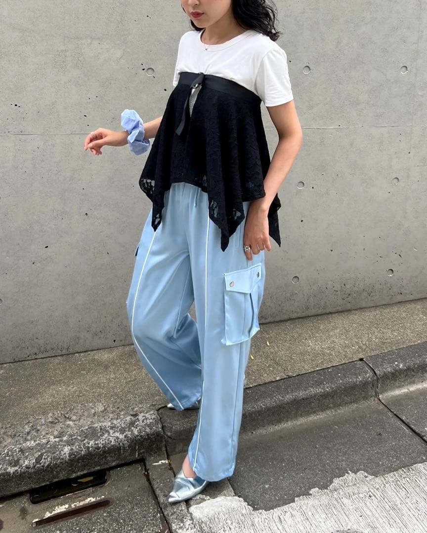 最終値下げ新品poppy レースドレープラップスカート BLACK黒あさぎーにょ