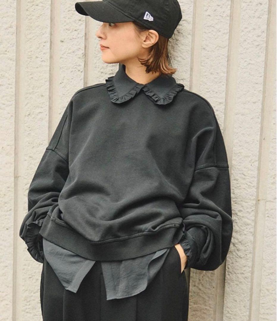 Spick and Span フリルカラーブラウス ブラック