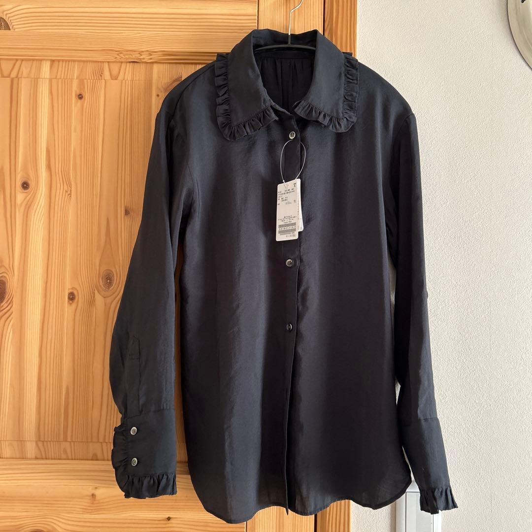 Spick and Span フリルカラーブラウス ブラック