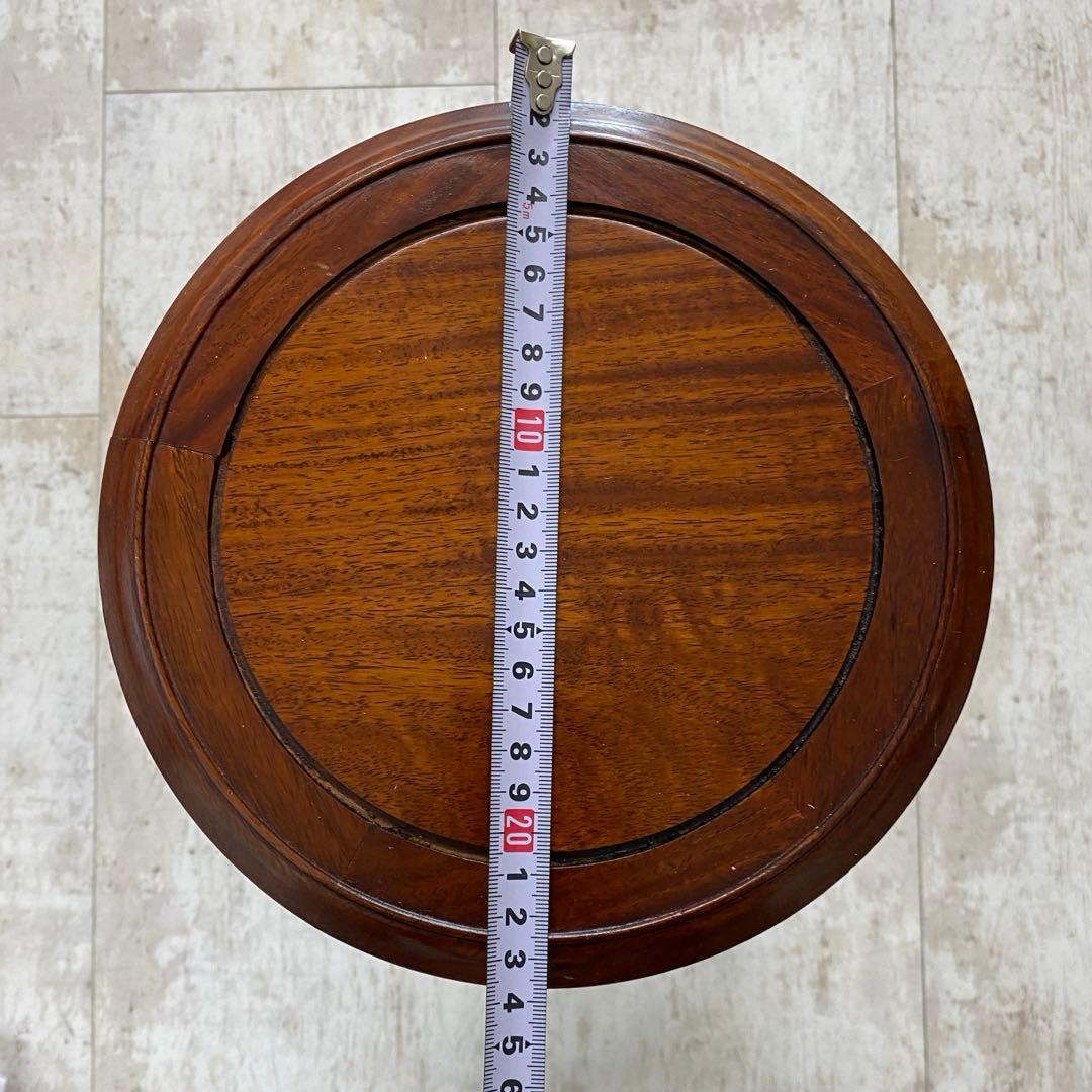 唐木 花梨無垢 透かし彫り 猫脚 花台 飾り台 花瓶スタンド ダークブラウン