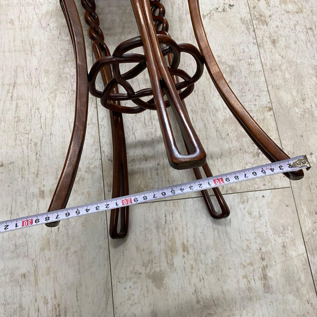 唐木 花梨無垢 透かし彫り 猫脚 花台 飾り台 花瓶スタンド ダークブラウン