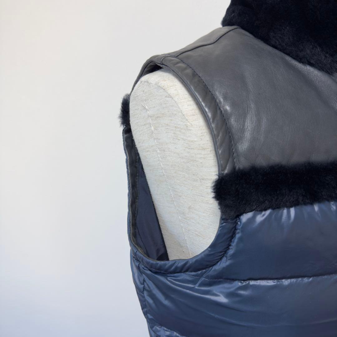 定価19.2万円 エンメティ シアリングムートン×ラムレザーダウンベスト 48