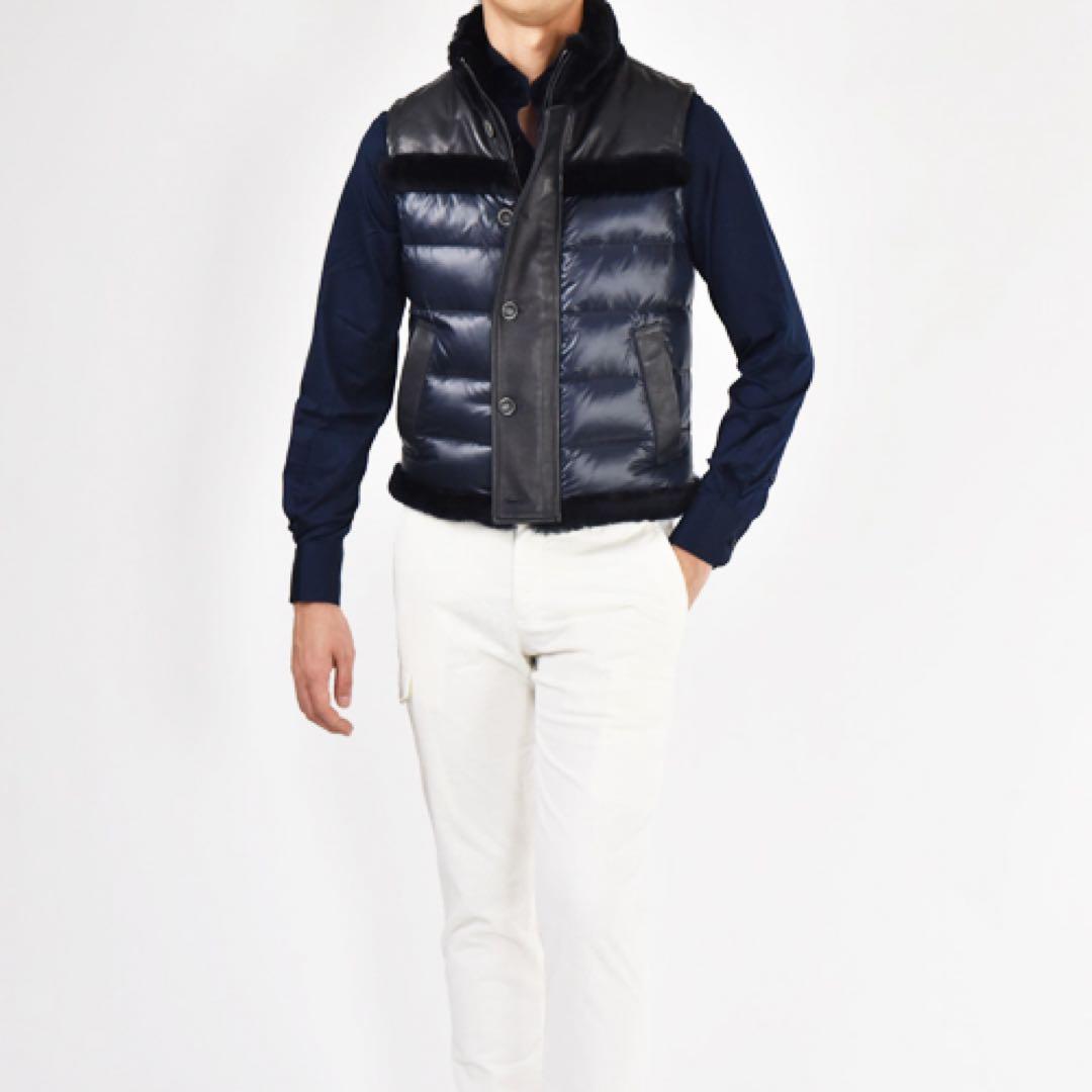 定価19.2万円 エンメティ シアリングムートン×ラムレザーダウンベスト 48