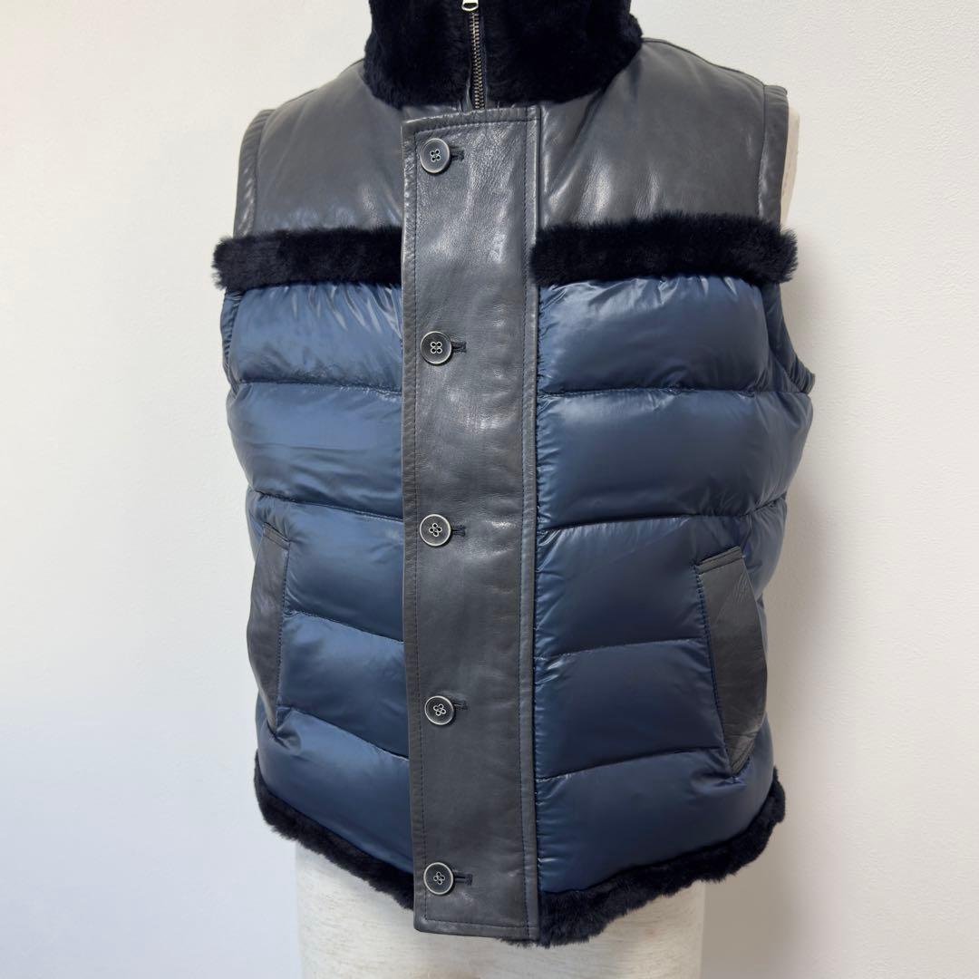 定価19.2万円 エンメティ シアリングムートン×ラムレザーダウンベスト 48