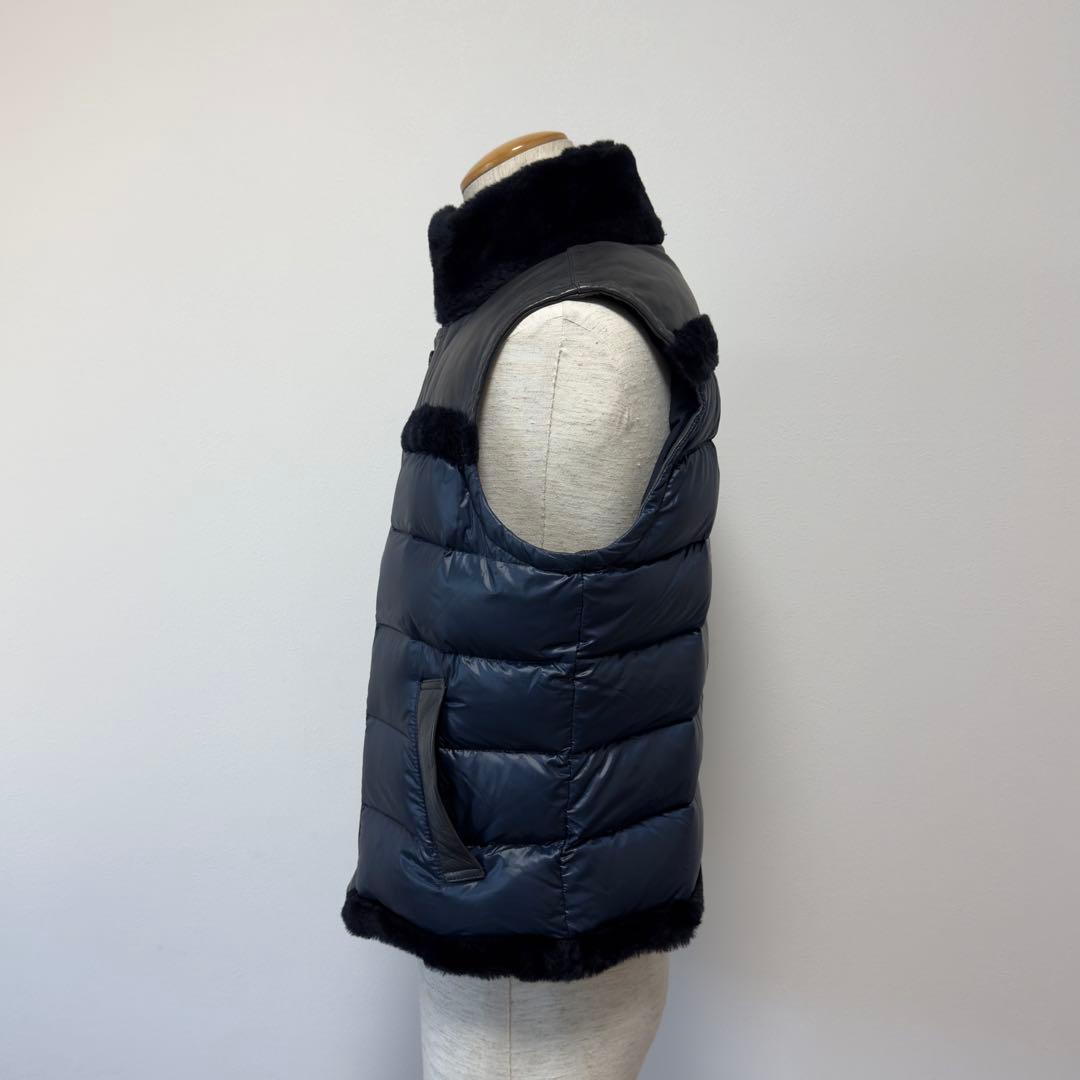 定価19.2万円 エンメティ シアリングムートン×ラムレザーダウンベスト 48