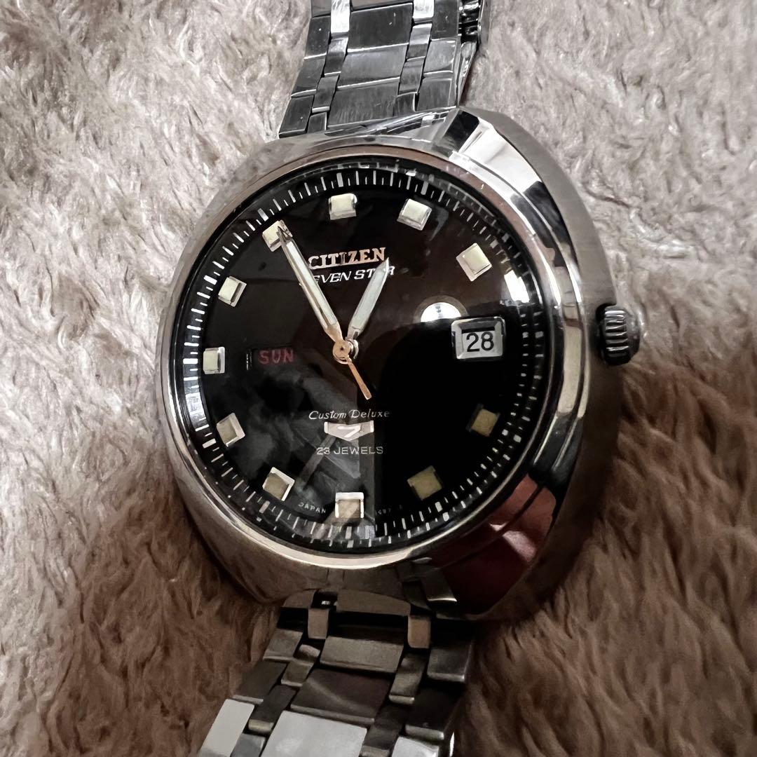 最安値　極上品　美品稼働1968年代物　希少ビンテージ時計ブラックcustom7