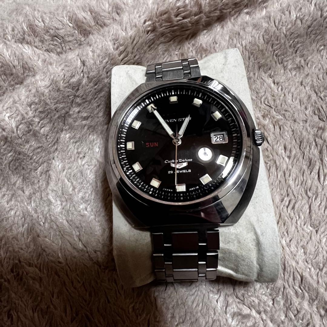 最安値　極上品　美品稼働1968年代物　希少ビンテージ時計ブラックcustom7