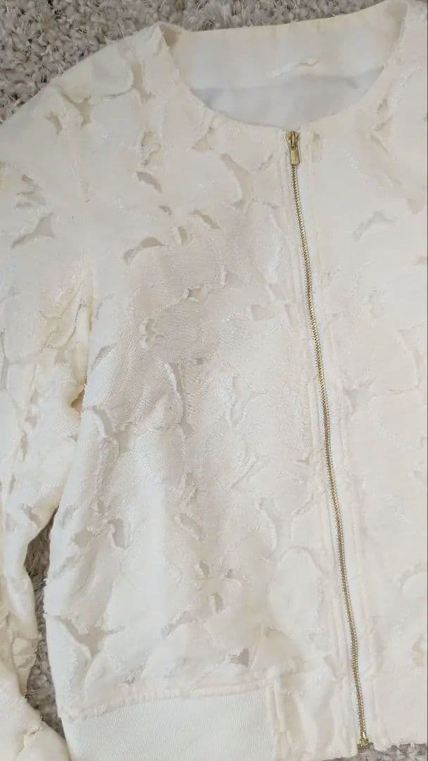 美品ANAYI希少デザイン アイボリークリームフラワージャンパー