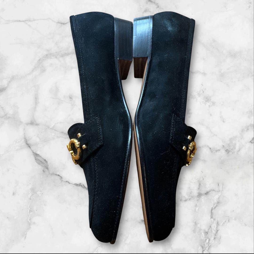 S*e様 フェラガモ ローファー　ガンチーニ　ヒール　黒　ベロア　サイズ　5 1