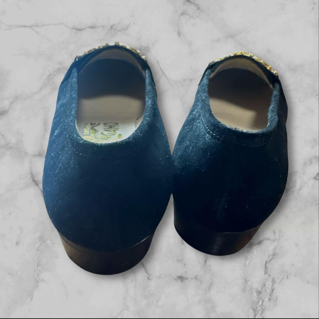 S*e様 フェラガモ ローファー　ガンチーニ　ヒール　黒　ベロア　サイズ　5 1