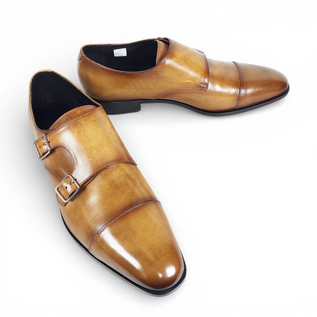 Mon model製|モンモデル|ダブルモンク|レザー|10|薄茶|日本製