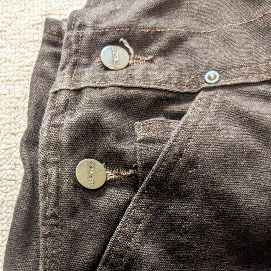 美品 カーハート オーバーオール ダック ダブルニー W36 ダークブラウン