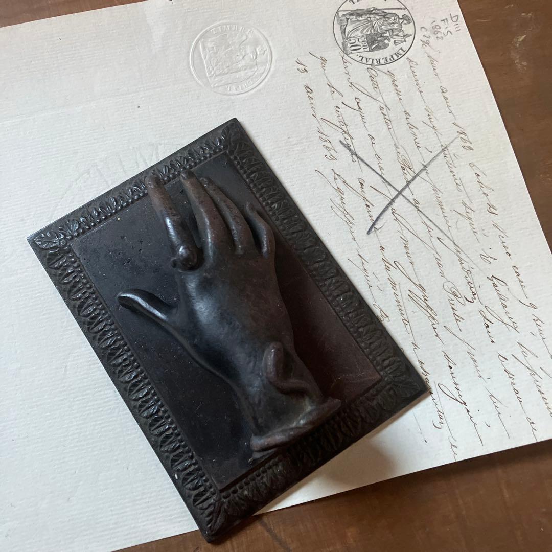 フランスアンティーク貴婦人の手　台座　ハンドオブジェ　19世紀　希少