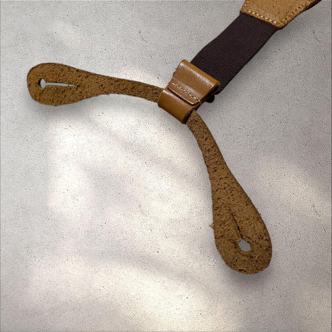 【美品】eight-g本革サスペンダー幅広キャメルボタンホールメンズエイトジー