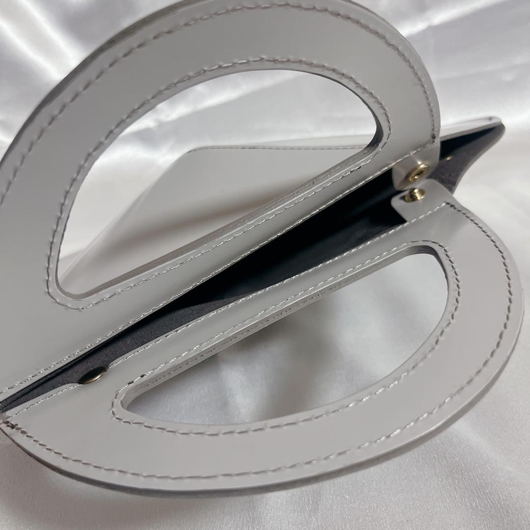 【新品未使用】Chieko＋ ハート型レザーバッグ｜グレー×ゴールドスタッズ