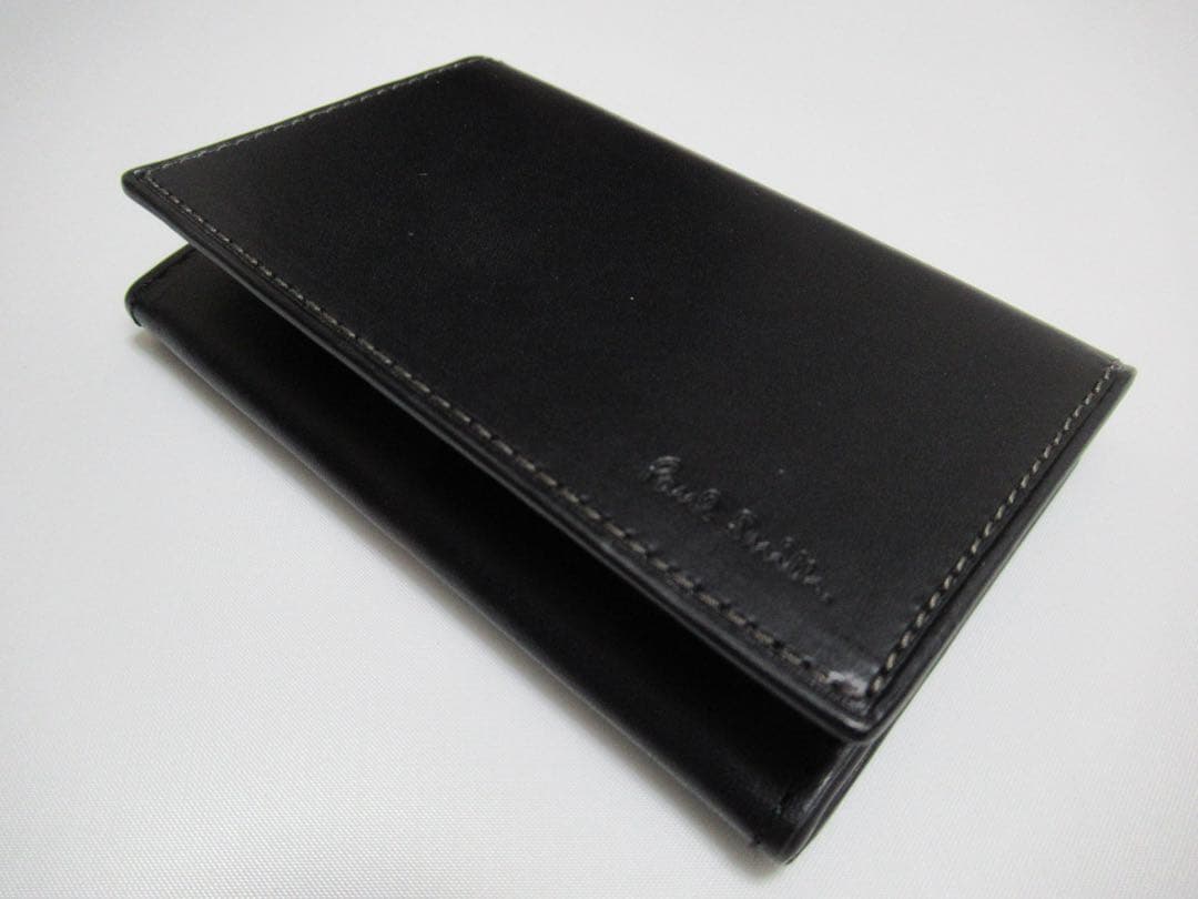 ポールスミス 新品訳あり！マルチストライプイン牛革名刺入れ カードケース 黒