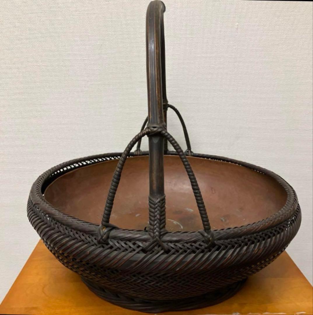 【専用】竹細工　花籠　花器　いけばな　生花　華道　銅製 工芸品　アンティーク